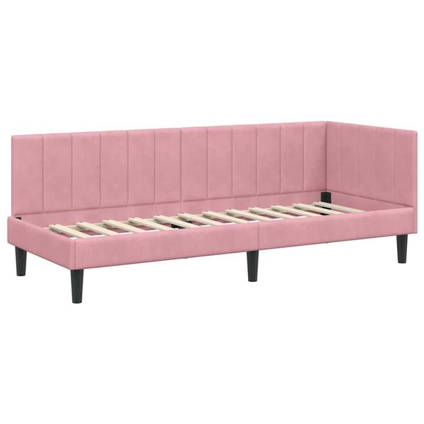Grote foto vidaxl hoekbedframe met hoofdeinde roze 80 x 200 cm fluweel antiek en kunst stoelen en banken