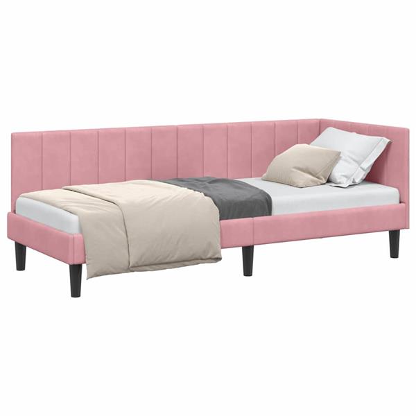 Grote foto vidaxl hoekbedframe met hoofdeinde roze 80 x 200 cm fluweel antiek en kunst stoelen en banken