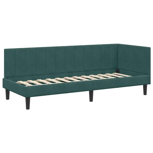 Grote foto vidaxl hoekbedframe met hoofdeinde donkergroen 80 x 200 cm fluweel antiek en kunst stoelen en banken