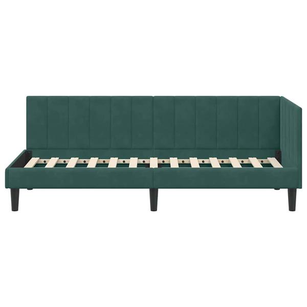 Grote foto vidaxl hoekbedframe met hoofdeinde donkergroen 80 x 200 cm fluweel antiek en kunst stoelen en banken