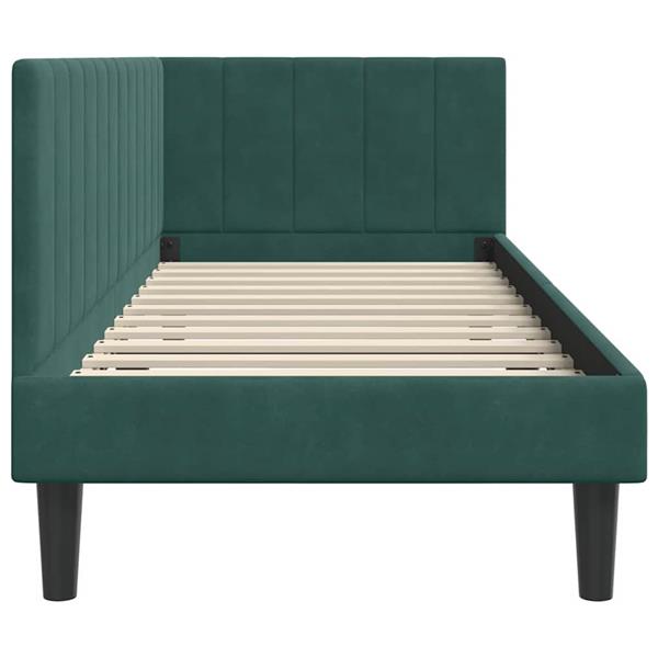 Grote foto vidaxl hoekbedframe met hoofdeinde donkergroen 80 x 200 cm fluweel antiek en kunst stoelen en banken