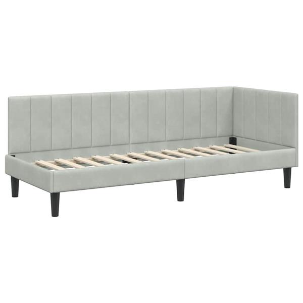 Grote foto vidaxl hoekbedframe met hoofdeinde lichtgrijs 80 x 200 cm fluweel antiek en kunst stoelen en banken