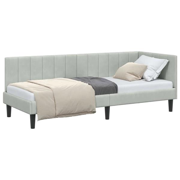 Grote foto vidaxl hoekbedframe met hoofdeinde lichtgrijs 80 x 200 cm fluweel antiek en kunst stoelen en banken
