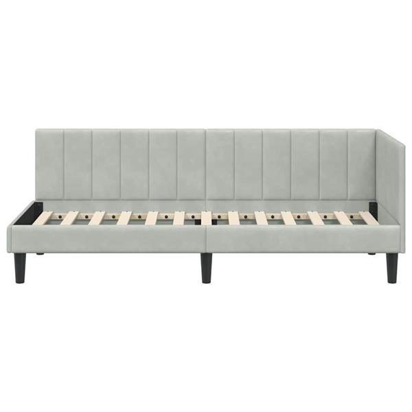 Grote foto vidaxl hoekbedframe met hoofdeinde lichtgrijs 80 x 200 cm fluweel antiek en kunst stoelen en banken
