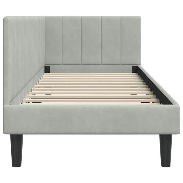 Grote foto vidaxl hoekbedframe met hoofdeinde lichtgrijs 80 x 200 cm fluweel antiek en kunst stoelen en banken