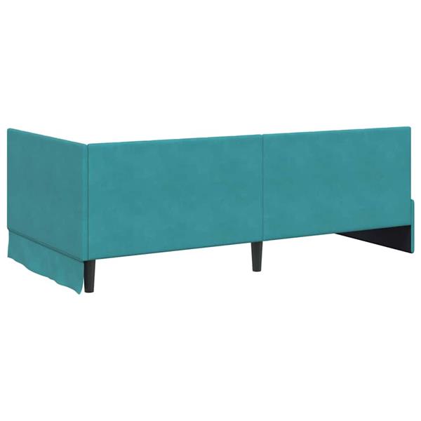 Grote foto vidaxl hoekbedframe met hoofdeinde turquoise 100 x 200 cm fluweel antiek en kunst stoelen en banken