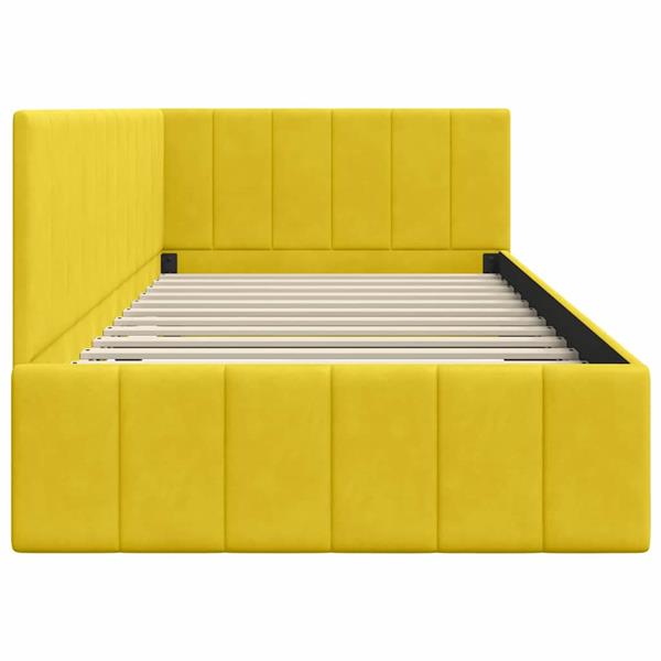 Grote foto vidaxl hoekbedframe met hoofdeinde geel 100 x 200 cm fluweel antiek en kunst stoelen en banken