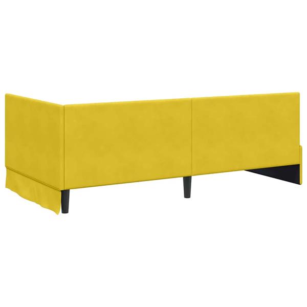 Grote foto vidaxl hoekbedframe met hoofdeinde geel 100 x 200 cm fluweel antiek en kunst stoelen en banken