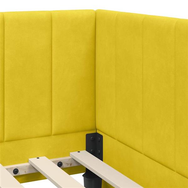 Grote foto vidaxl hoekbedframe met hoofdeinde geel 100 x 200 cm fluweel antiek en kunst stoelen en banken