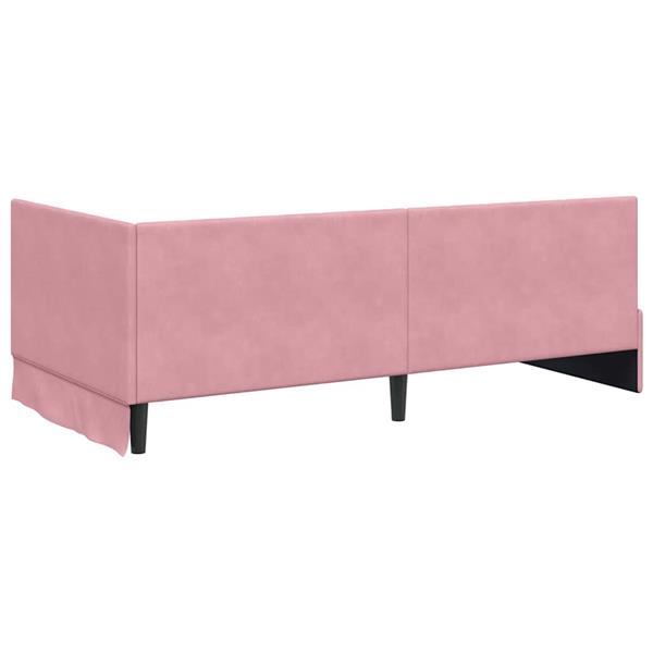 Grote foto vidaxl hoekbedframe met hoofdeinde roze 100 x 200 cm fluweel antiek en kunst stoelen en banken