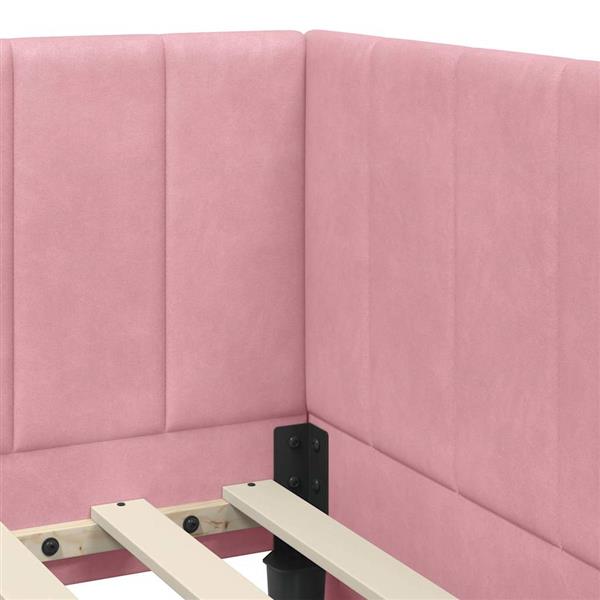 Grote foto vidaxl hoekbedframe met hoofdeinde roze 100 x 200 cm fluweel antiek en kunst stoelen en banken