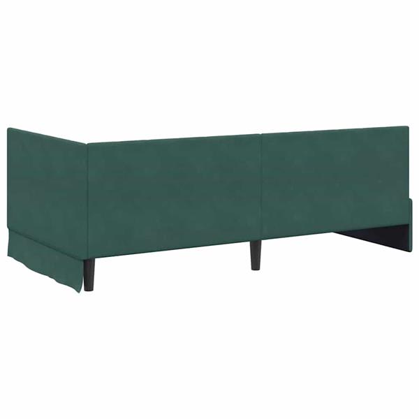 Grote foto vidaxl hoekbedframe met hoofdeinde donkergroen 100 x 200 cm fluweel antiek en kunst stoelen en banken