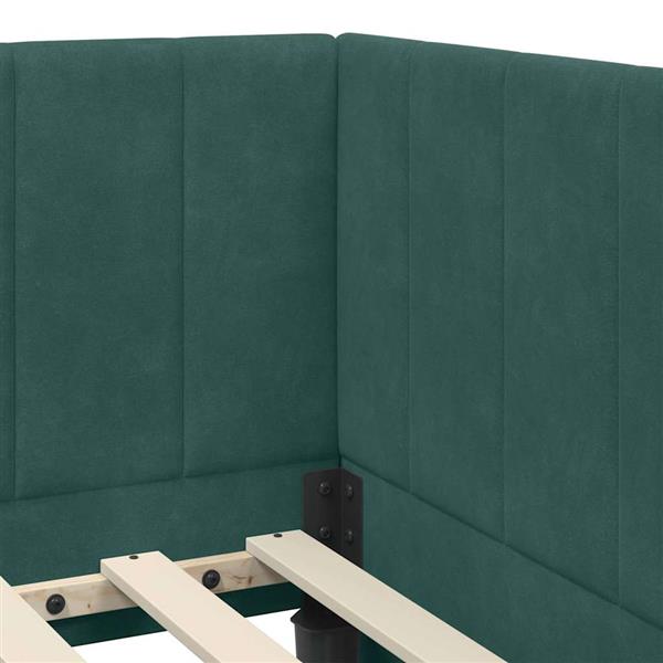 Grote foto vidaxl hoekbedframe met hoofdeinde donkergroen 100 x 200 cm fluweel antiek en kunst stoelen en banken
