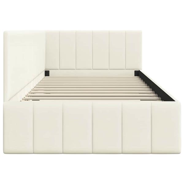 Grote foto vidaxl hoekbedframe met hoofdeinde cr me 90 x 200 cm fluweel antiek en kunst stoelen en banken