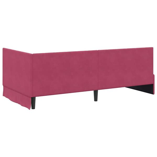 Grote foto vidaxl hoekbedframe met hoofdeinde wijnrood 90 x 200 cm fluweel antiek en kunst stoelen en banken