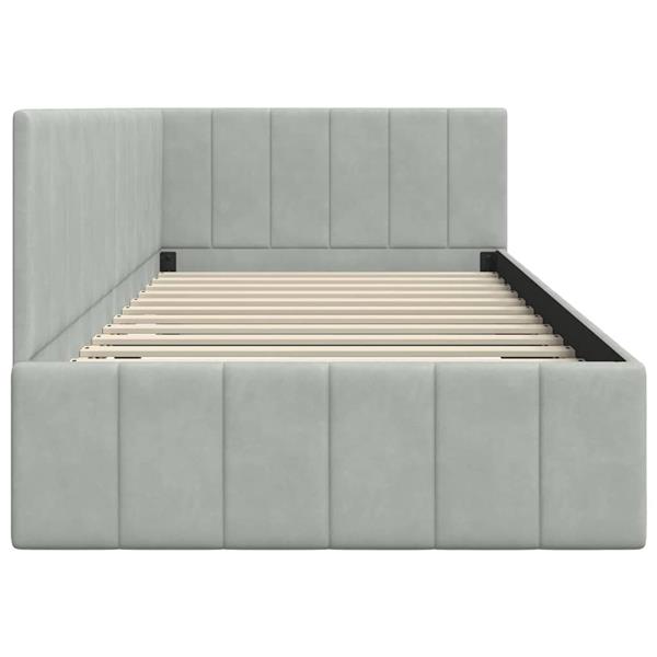 Grote foto vidaxl hoekbedframe met hoofdeinde lichtgrijs 90 x 200 cm fluweel antiek en kunst stoelen en banken