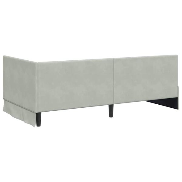 Grote foto vidaxl hoekbedframe met hoofdeinde lichtgrijs 90 x 200 cm fluweel antiek en kunst stoelen en banken