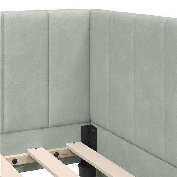 Grote foto vidaxl hoekbedframe met hoofdeinde lichtgrijs 90 x 200 cm fluweel antiek en kunst stoelen en banken