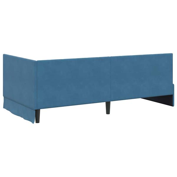 Grote foto vidaxl hoekbedframe met hoofdeinde blauw 90 x 200 cm fluweel antiek en kunst stoelen en banken