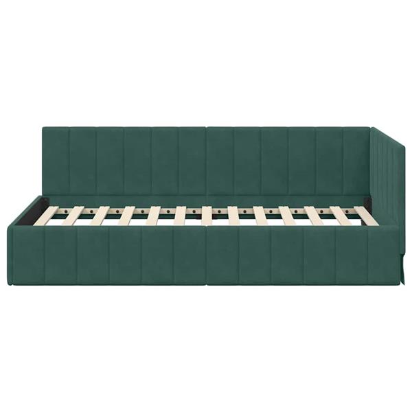 Grote foto vidaxl hoekbedframe met hoofdeinde donkergroen 90 x 190 cm fluweel antiek en kunst stoelen en banken