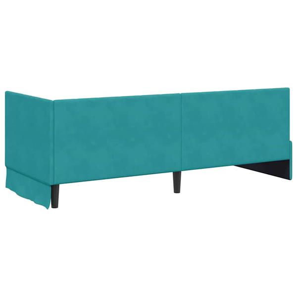 Grote foto vidaxl hoekbedframe met hoofdeinde turquoise 80 x 200 cm fluweel antiek en kunst stoelen en banken