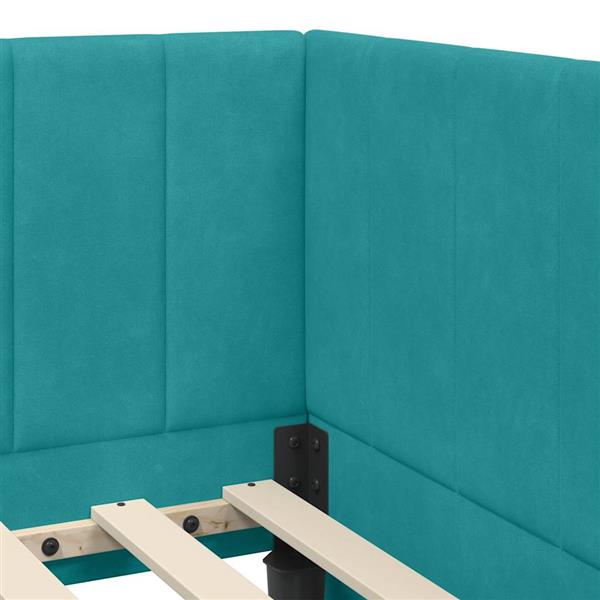 Grote foto vidaxl hoekbedframe met hoofdeinde turquoise 80 x 200 cm fluweel antiek en kunst stoelen en banken