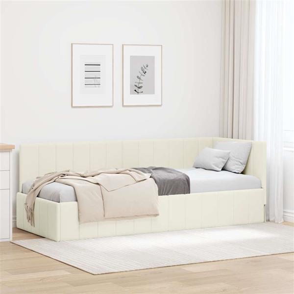 Grote foto vidaxl hoekbedframe met hoofdeinde cr me 80 x 200 cm fluweel antiek en kunst stoelen en banken