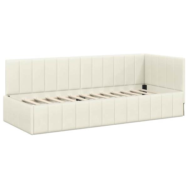 Grote foto vidaxl hoekbedframe met hoofdeinde cr me 80 x 200 cm fluweel antiek en kunst stoelen en banken
