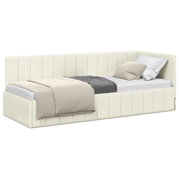 Grote foto vidaxl hoekbedframe met hoofdeinde cr me 80 x 200 cm fluweel antiek en kunst stoelen en banken