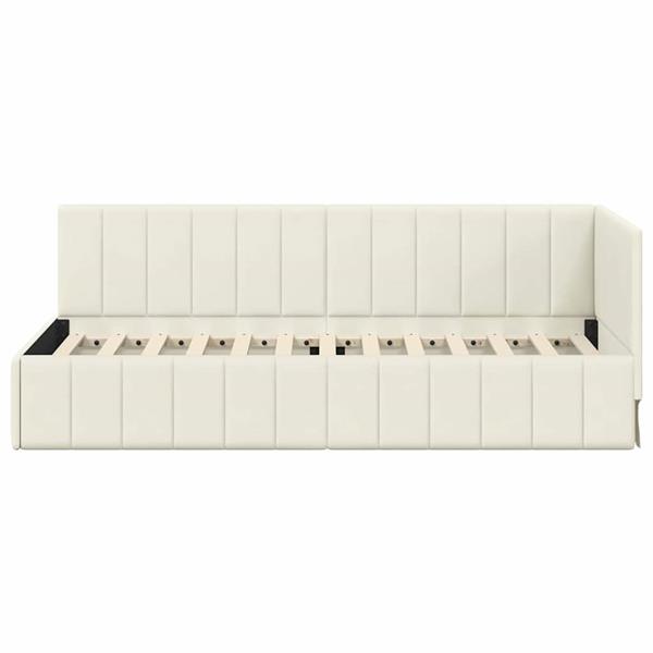 Grote foto vidaxl hoekbedframe met hoofdeinde cr me 80 x 200 cm fluweel antiek en kunst stoelen en banken