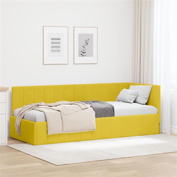 Grote foto vidaxl hoekbedframe met hoofdeinde geel 80 x 200 cm fluweel antiek en kunst stoelen en banken