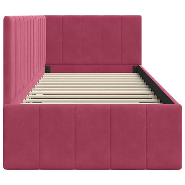 Grote foto vidaxl hoekbedframe met hoofdeinde wijnrood 80 x 200 cm fluweel antiek en kunst stoelen en banken