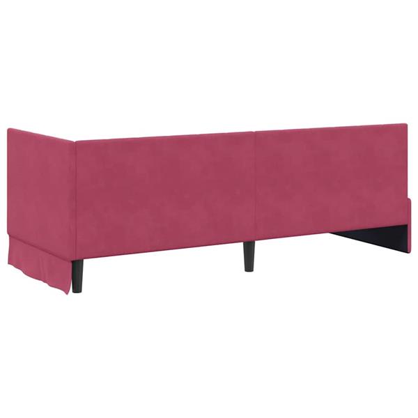 Grote foto vidaxl hoekbedframe met hoofdeinde wijnrood 80 x 200 cm fluweel antiek en kunst stoelen en banken