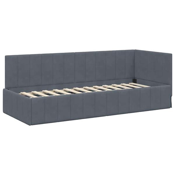 Grote foto vidaxl hoekbedframe met hoofdeinde donkergrijs 80 x 200 cm fluweel antiek en kunst stoelen en banken