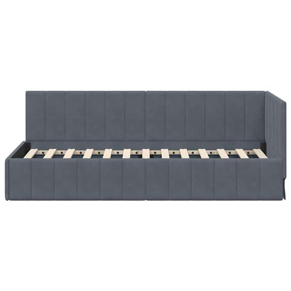 Grote foto vidaxl hoekbedframe met hoofdeinde donkergrijs 80 x 200 cm fluweel antiek en kunst stoelen en banken