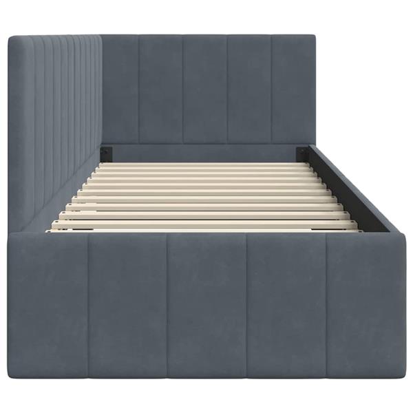 Grote foto vidaxl hoekbedframe met hoofdeinde donkergrijs 80 x 200 cm fluweel antiek en kunst stoelen en banken