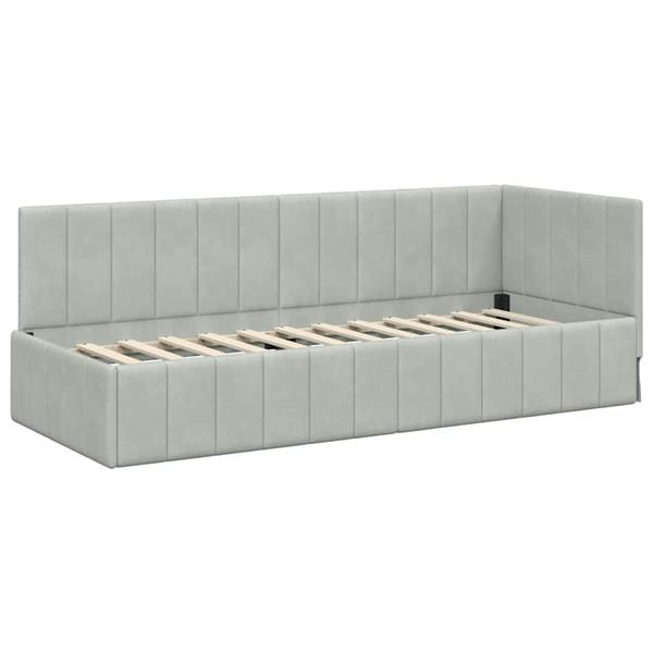 Grote foto vidaxl hoekbedframe met hoofdeinde lichtgrijs 80 x 200 cm fluweel antiek en kunst stoelen en banken
