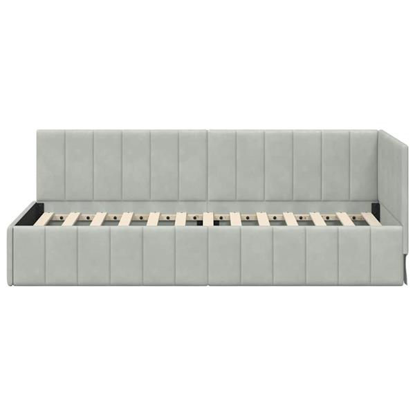 Grote foto vidaxl hoekbedframe met hoofdeinde lichtgrijs 80 x 200 cm fluweel antiek en kunst stoelen en banken