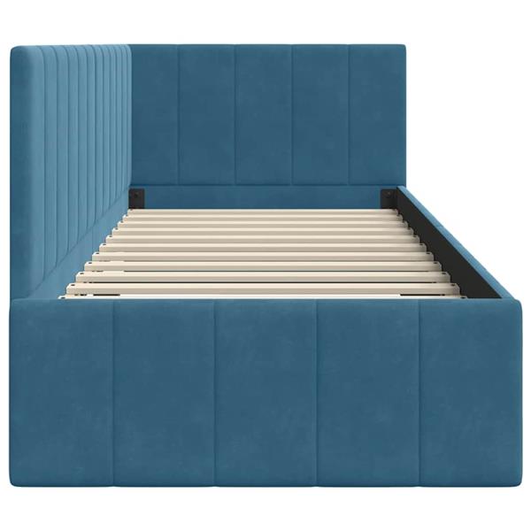 Grote foto vidaxl hoekbedframe met hoofdeinde blauw 80 x 200 cm fluweel antiek en kunst stoelen en banken
