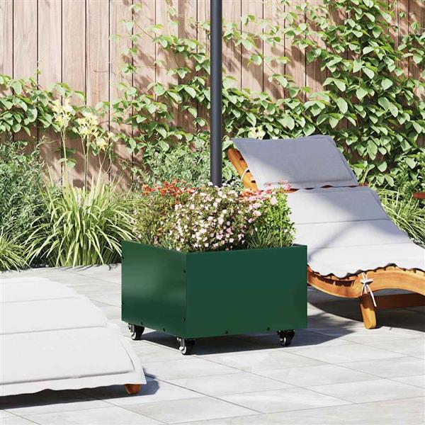 Grote foto vidaxl parasolbasis met plantenbak groen 45 x 45 x 45 cm staal tuin en terras overige tuin en terras