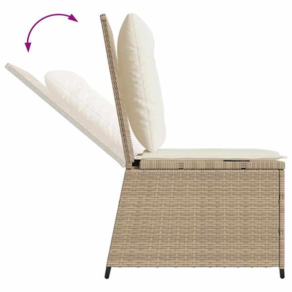 Grote foto vidaxl tuinbank met kussen beige poly riet tuin en terras tuinmeubelen