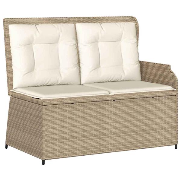 Grote foto vidaxl tuinbank met kussen beige poly riet tuin en terras tuinmeubelen