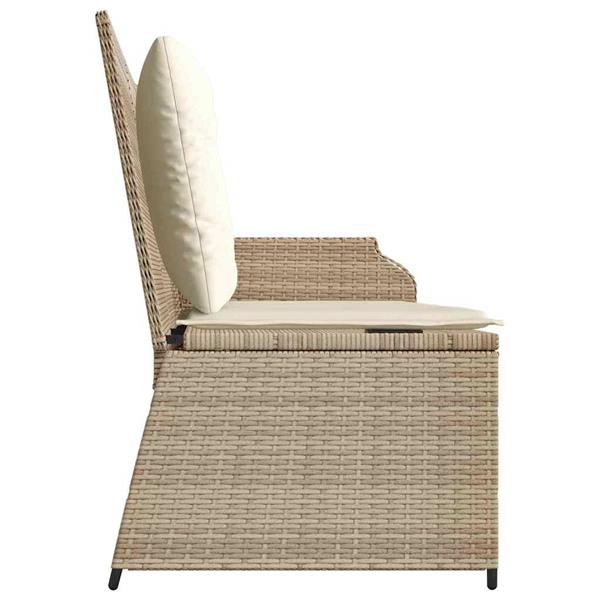 Grote foto vidaxl tuinbank met kussen beige poly riet tuin en terras tuinmeubelen