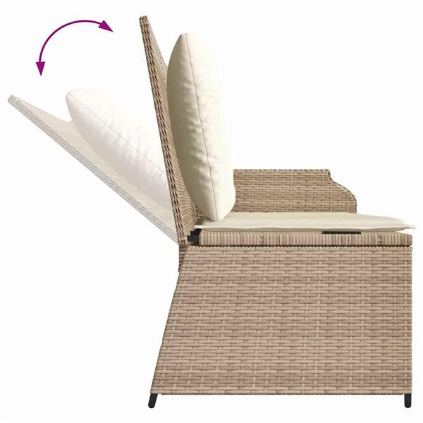 Grote foto vidaxl tuinbank met kussen beige poly riet tuin en terras tuinmeubelen