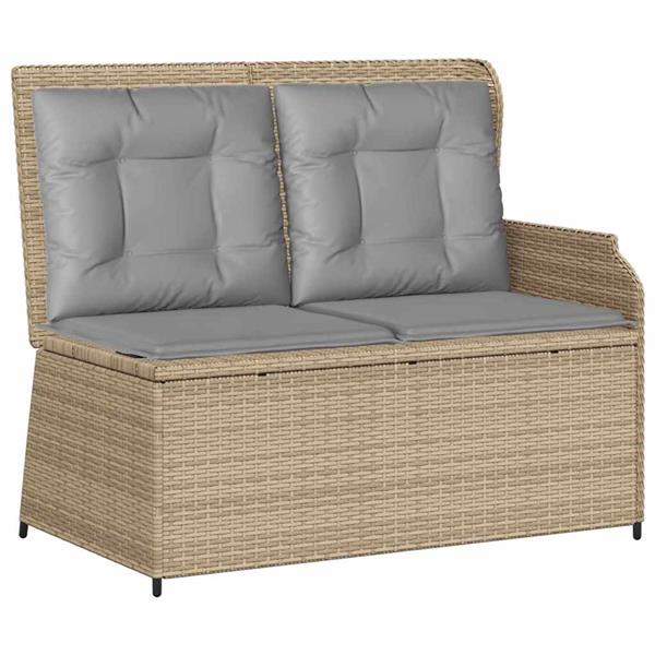 Grote foto vidaxl tuinbank met kussen beige poly riet tuin en terras tuinmeubelen