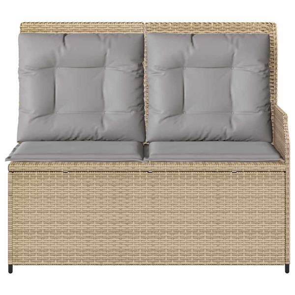 Grote foto vidaxl tuinbank met kussen beige poly riet tuin en terras tuinmeubelen