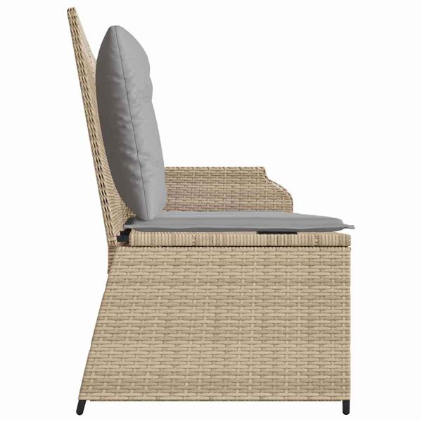 Grote foto vidaxl tuinbank met kussen beige poly riet tuin en terras tuinmeubelen