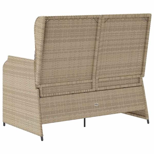 Grote foto vidaxl tuinbank met kussen beige poly riet tuin en terras tuinmeubelen