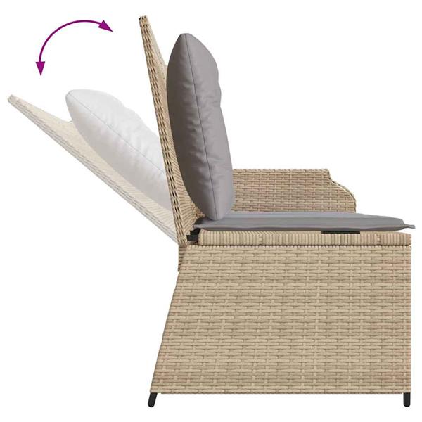 Grote foto vidaxl tuinbank met kussen beige poly riet tuin en terras tuinmeubelen