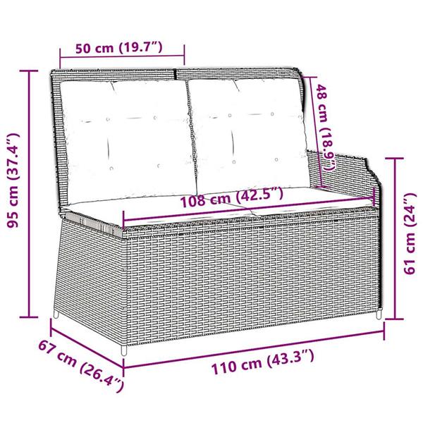 Grote foto vidaxl tuinbank met kussen beige poly riet tuin en terras tuinmeubelen